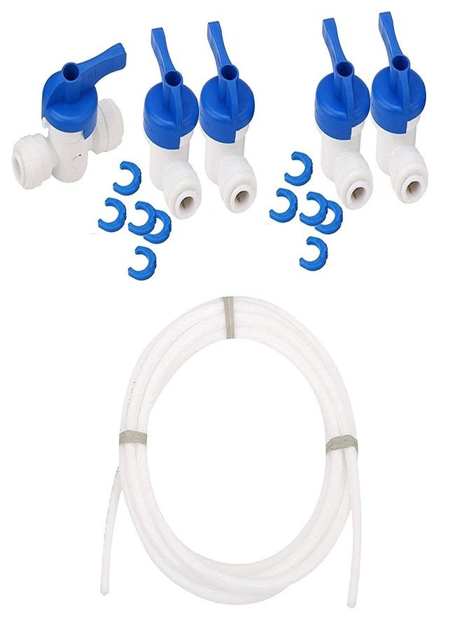 AQUALIQUID RO Both Side 1/4" Push Fit OD Tube Ball Valve Quick Connect Fitting for RO Water System- 5 Pcs - Image 1